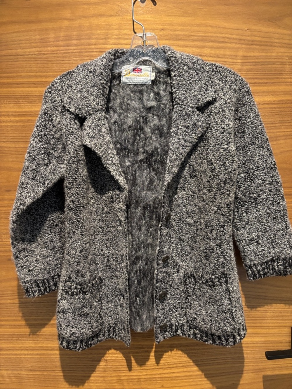 Demoiselle Cozy Gray Bouclé Cardigan Jacket